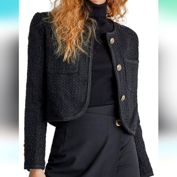 urban revivo Jackets & Blazers - Nwt urban revivo black knit blazer with gold buttons size 4